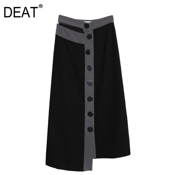 

deat] knited multi-пряжки hit цвета высокого эластичный пояс половина тела юбка женщины мода tide новая весна лето 2020 13t204, Black