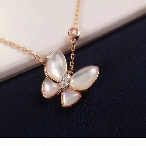 

luxurious quality s925 sterling silver pendant necklace with diamond and butterfly shell for women wedding gift jewelrydrop shipping ps6148