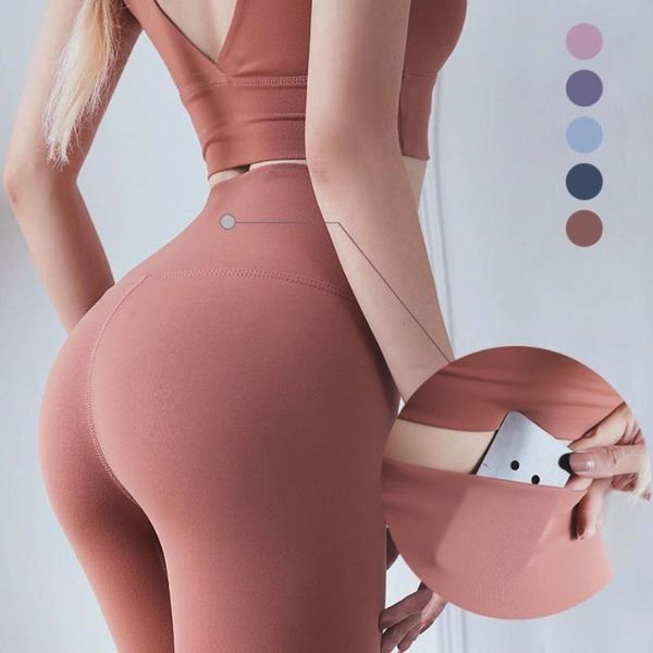 

women sports long leggings solid yoga pants with phone pocket fitness gym tight running trousers high waist workout bucontrol, White;red