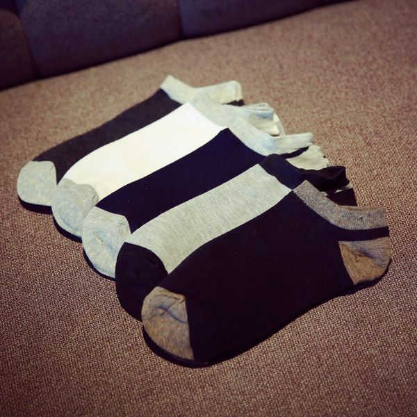 

men's socks ship 200 needle cotton solid color comfortable shallow mouth trendy spring and summer, Black