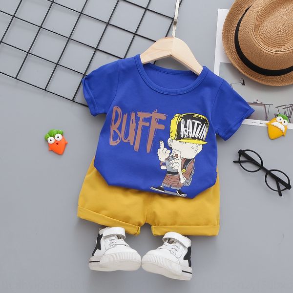 

mu6pk boys' suit handsome 2020 new children's fashionable children's cartoon western style 3-year-old 5 short-sleeved cotton