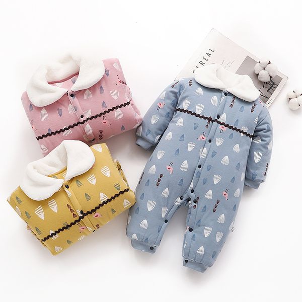 

2020 baby winter rompers thick warm baby girl boy clothes toddler infant jumpsuit overalls newborn clothing girl romper, Blue