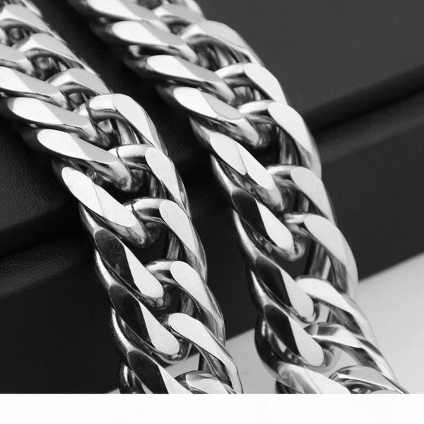 

a 2018 miami cuban chains men hip hop jewelry silver color thick 316l stainless steel big chunky necklace width 15 -19mm length70cm