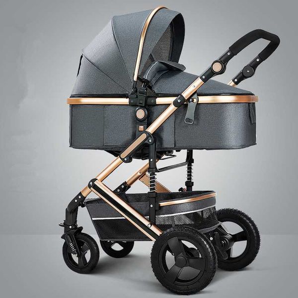 

lightweight luxury baby stroller 3 in 1 portable high landscape reversible stroller mom pink carriage travel pram