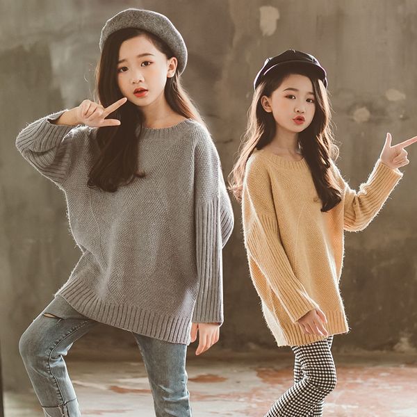 

lsir7 2019 new girls children's clothing pullover ' children's clothing all-match warm solid color round neck bottoming sweat, Blue