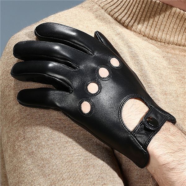 

touch screen leather gloves men' winter warm velvet warm riding thin motorcycle motorcycle men' sheepskin gloves, Blue;gray