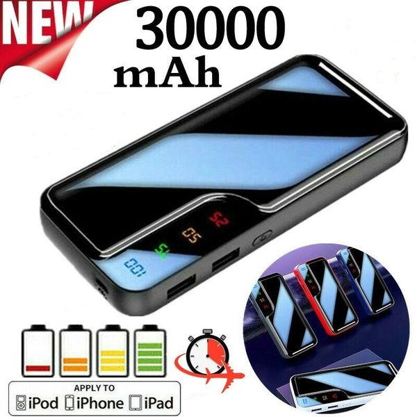 

power bank 30000mah large capacity portable dual usb led illuminated digital display for xiaomi samsung