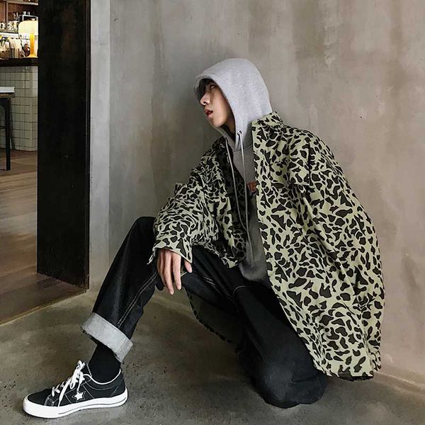 

men's jackets 2021 casual fashion tide brand jacket thin section print printed couple loose m-xl postage, Black;brown
