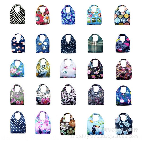 

new household products polyester five-grid printing waterproof folding storage mother storage shopping shopping bag bag