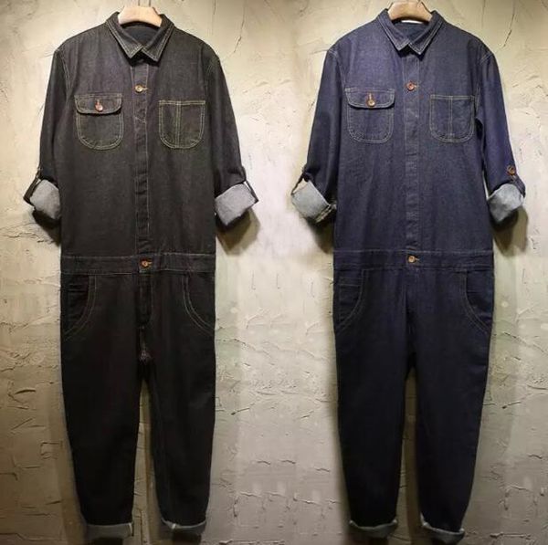 

s-xxxl winter new wave of men's jeans suit casual solid color large size tooling jumpsuits street nightclothes jumpsuits, Blue
