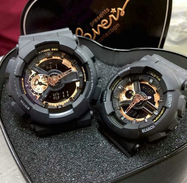 

2020 summer new limited couple watches g style shock sport waterproof wristwatch led display analog watch gift for lover, Slivery;brown