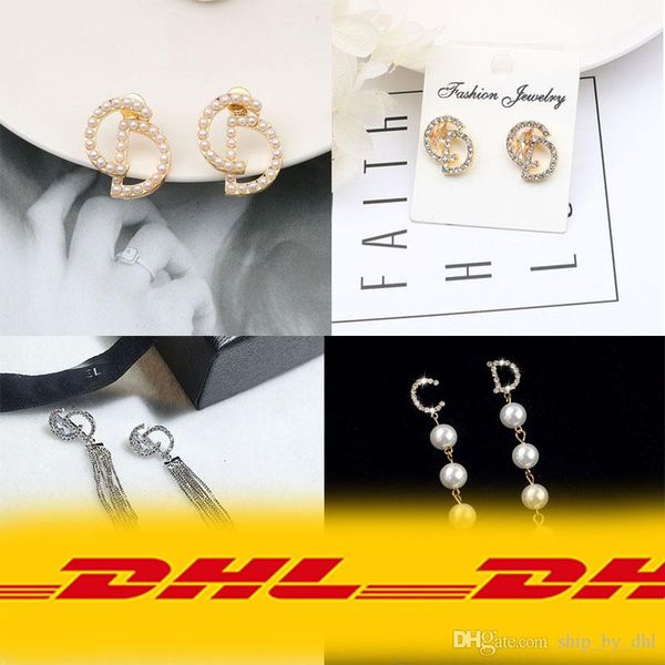 

dhl letter earrings famous fashion women earrings exquisite charming earring fashion jewelry special offer, White