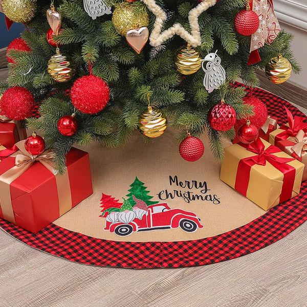

christmas decorations 120cm linen car tree skirt decoration mat base apron supplies