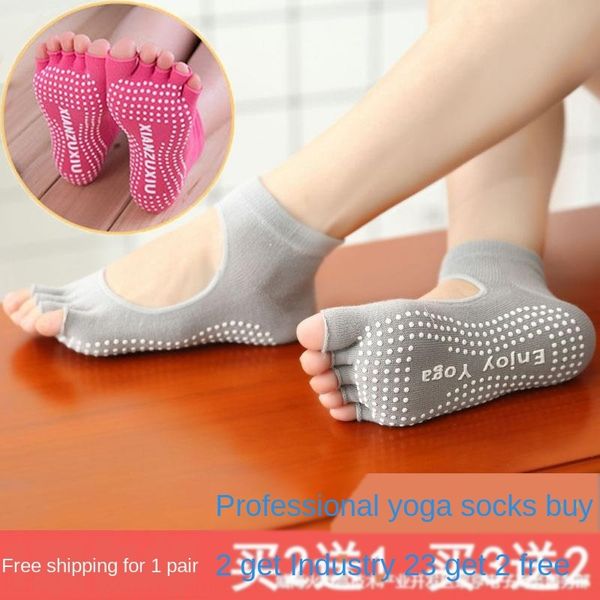 

sports five finger toe leakage yoga four seasons cotton anti-skid yoga pure cotton socks sweat-absorbing professional socks female, Pink;yellow
