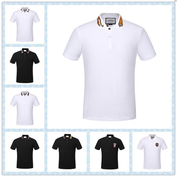 

summer men london brit polo shirt with leaf spring cotton man england solid polos short sleeve classic tees shirts green, White;black