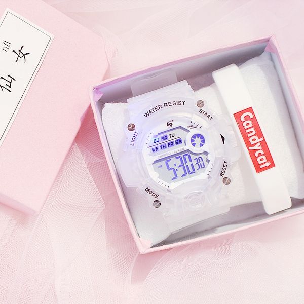 

s3h3r ins wind male and female lovers luminous watch electronic watch student electronic sports trend children unicorn girl tiktok waterproo, Blue