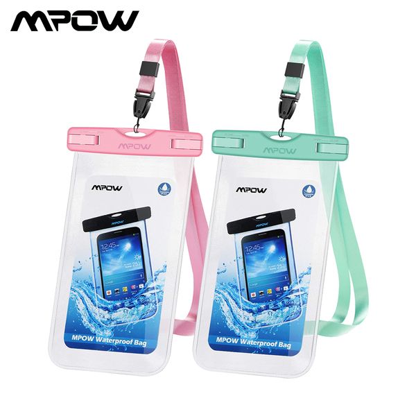 

2 pack mpow 6.5 inch ipx8 waterproof case universal phone pouch case bag for iphone 7/ 7 plus/ x/ xr/ 6 huawei p20 lite for swim