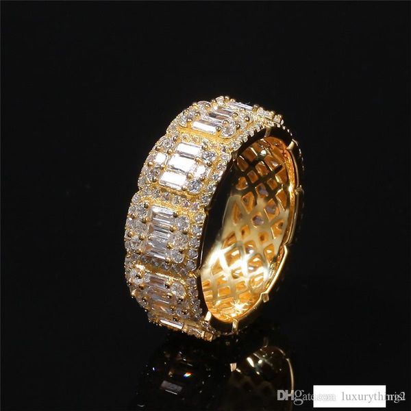 

luxury designer iced out cz mens rings gold silver plated finger rings bling bling hip hop jewelry