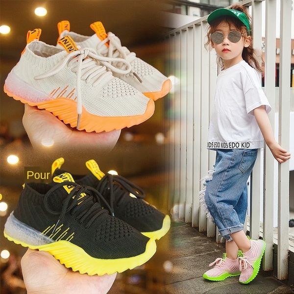 

jtvvy children's flying summer girl's mesh breathable mesh 2020 new medium and large children's sports sports shoes casual sh, Black