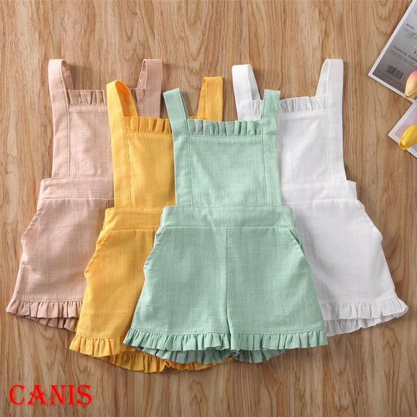 

jumpsuits 2021 toddler baby girls 6m-4t kids summer romper solid one-pieces sleeveless casual jumpsuit 5 colors, Blue