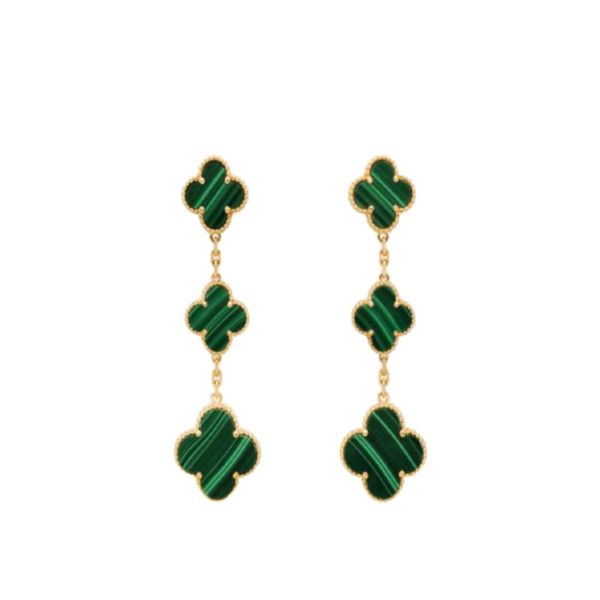 

new three flower four leaf earrings earrings red black agate green factory wholesale, Golden;silver