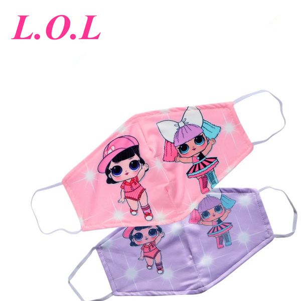

6style girl cartoon doll mask kids designer fun fancy dress lower half face mouth muffle mask reusable dust warm windproof cotton mask zx07, Blue