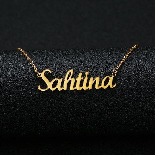 

2020 New Gold Silver Color Personalized Custom Name Pendant Necklace Customized Cursive Nameplate Necklace Women Handmade Birthday Gift