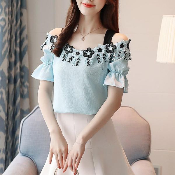 

women's off shoulder blouse shirts 2020 summer ladies casual loose fashion short sleeve slash-neck blouse shirts #7.24, White