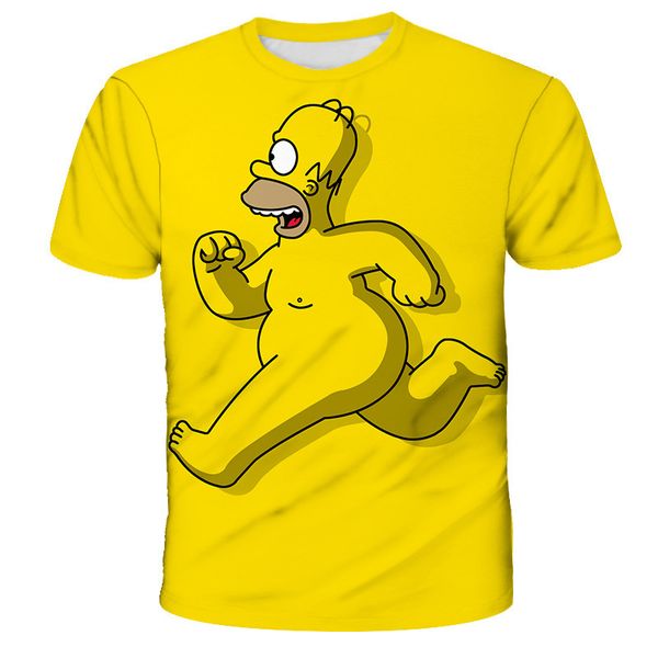 

новое лето 2020 горячие продажи, симпсон 3d мультфильм цифровая печать сыпучих короткий рукав мужская футболка большой, White;black