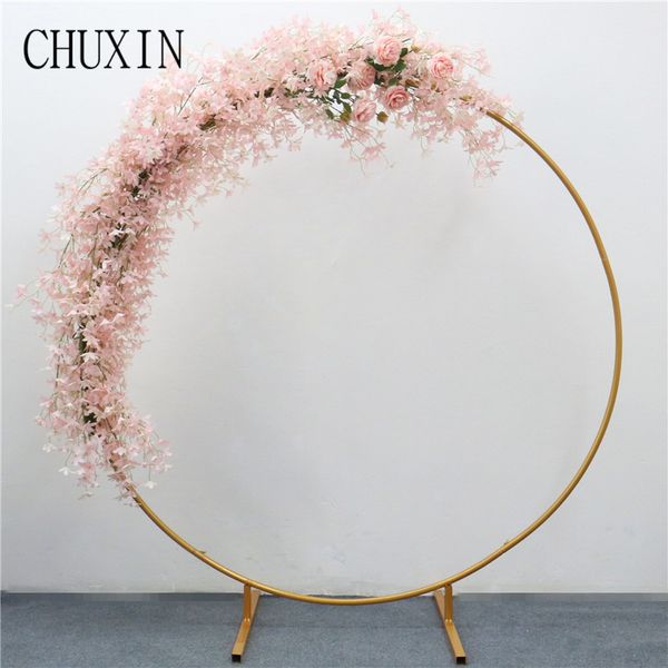 

200cm artificial wrought iron round ring arch door decor simulation flower row home holiday celebration wedding pgraphy 1pc