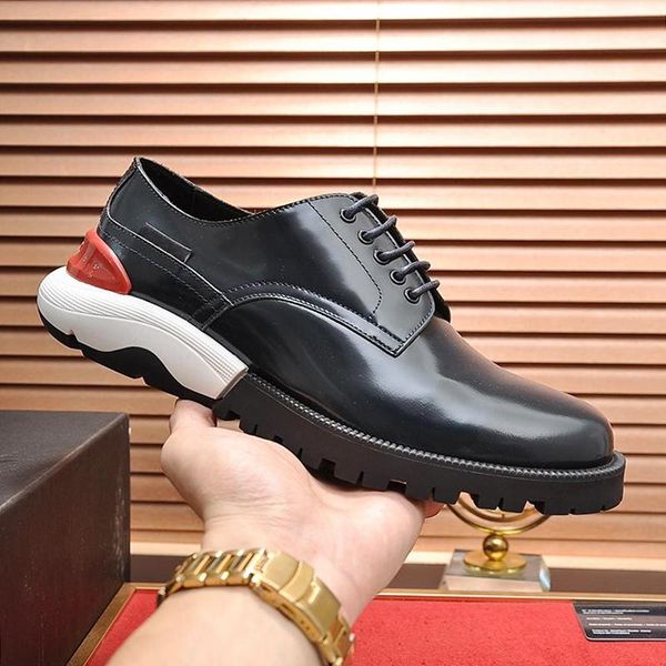 

new arrival mens shoes casual formal wedding office design round toe thick sole shoes men lace up derby shoes manner schuhe fast delivery, Black