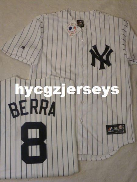 

baseball ny #8 yogi berra "w/name" sewn shirt jersey mens stitched jerseys big and tall size xs-6xl for sale, Gray