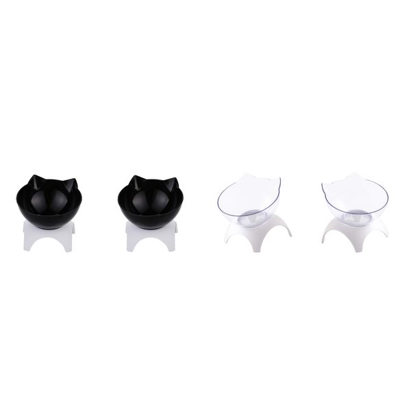 

4pcs round cat elevated bowls raised food feeder easy clean for small pet