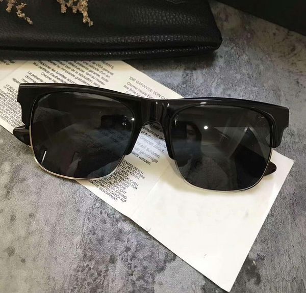 

cool black baltay sunglasses silver black frame dark grey lenes sonnenbrille fashion mens sunglasses gafas de sol with box, White;black