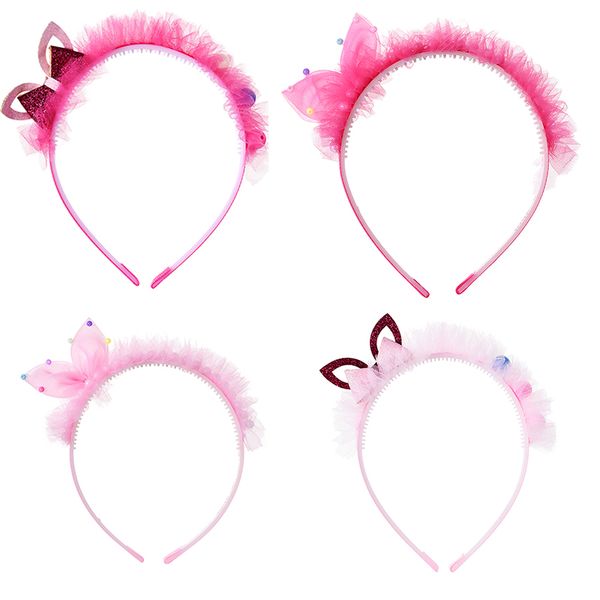 

m mism 1pc bow lace hair bands cute headband hair accessories hoop for girls head wear kids hairband, Slivery;white