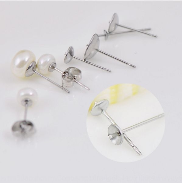 

new stainless diy steel accessories diy personalized accessories stainless steel bowl cup ear needle pearl bowl needle, Silver