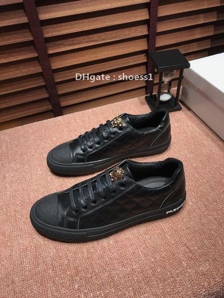 

2021-2020y fashion men 's embroidery printing luxury casual shoes breathable leather classic sneakers low -shoes ,siz, Black