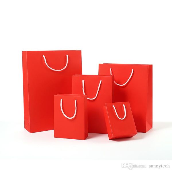 10 Tamanho do casamento Red gift bag favor embalagens de papel, sacos de presente Festival, sacola de papel com alças Gift Paper Bag LX858