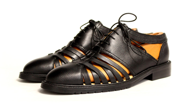 

high shoes for men cross -tied black men sandals lace up genuine leather retro handmade summer casual shoes