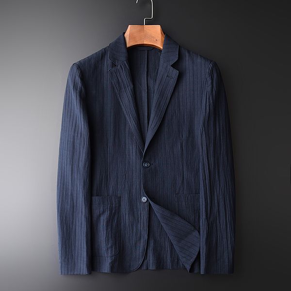 

new arrival spring cotton linen casual male slim young men's tide blue little west single handsome suit size m-4xl, White;black