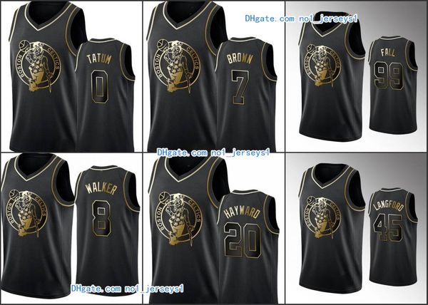 

boston celtics men jayson tatum kemba walker gordon hayward jaylen tacko fall brown nba black golden edition basketball jersey