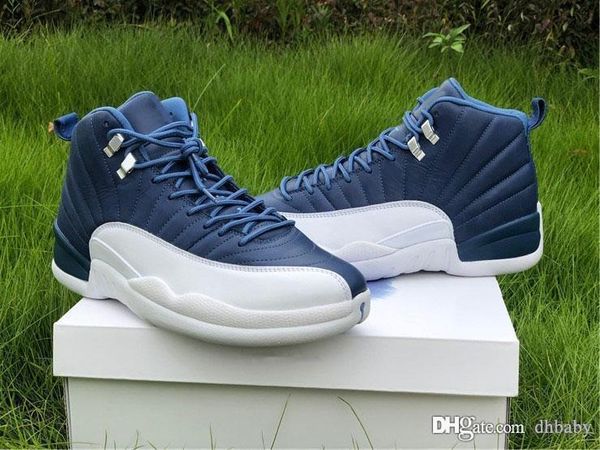 

2020 air authentic 12 indigo stone blue basketball shoes retro men legend blue obsidian 12s real carbon fiber sports sneakers with box