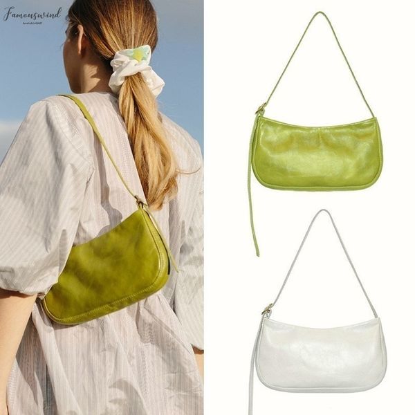 

new handbags spring summer woman trendy green plain white single strap handbags pu leather zipper shoulder bag female shoulder bag