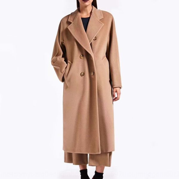 

2020 new double-sided en clothing wool long 100% wool korean woolen coat women's coat clothing, Black
