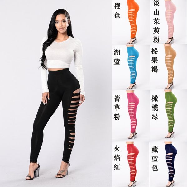 

wy6266 side hole leggings/ tight sports pants sports pants, Black