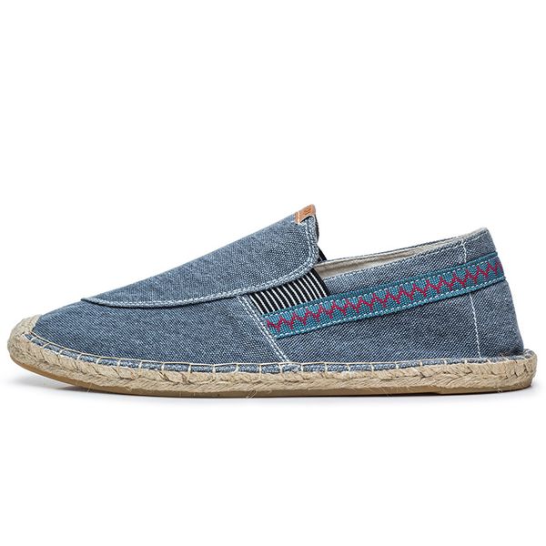 

fashion men fisherman shoes linen breathable casual flats shoes mens espadrilles canvas boats casual driving loafers, Black