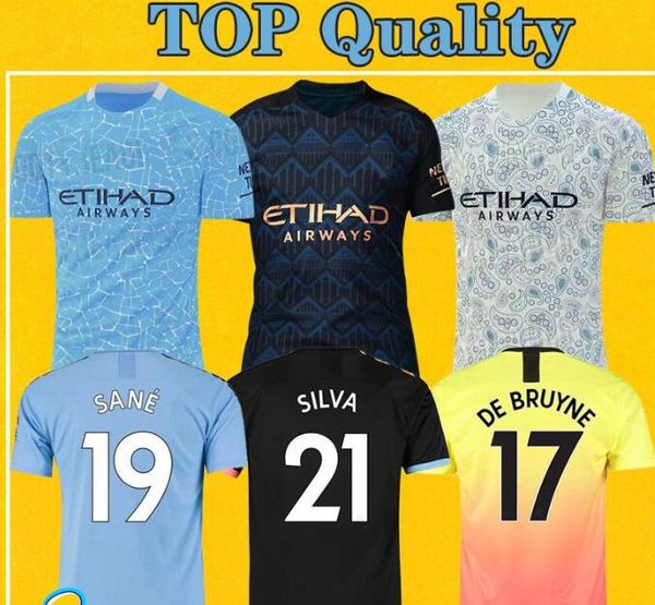 

2020-21 kun aguero de bruyne home soccer jerseys sterling silva away 3rd mens football shirts g. jesus sane short sleeve uniforms, Black;yellow