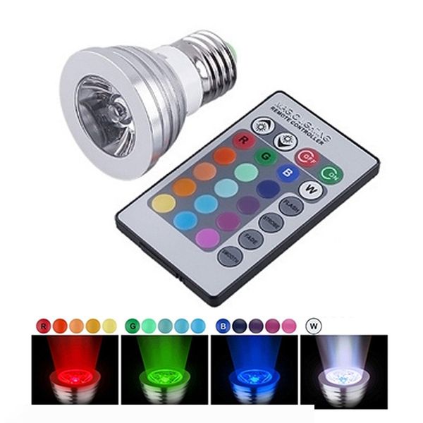 

led rgb bulb 16 color changing 3w led spotlights led light bulb e27 gu10 e14 mr16 gu5.3 with remote control 85-265v & 12v