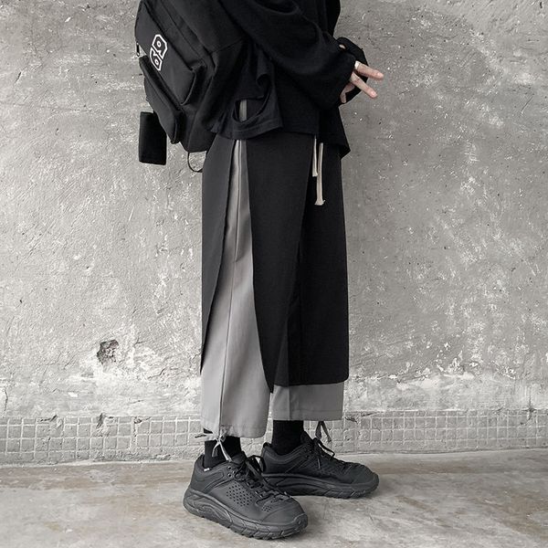 

men's pants 2021 autumn loose cargo drawstring 3 color casual streetwear fashionable trousers big size m-5xl, Black