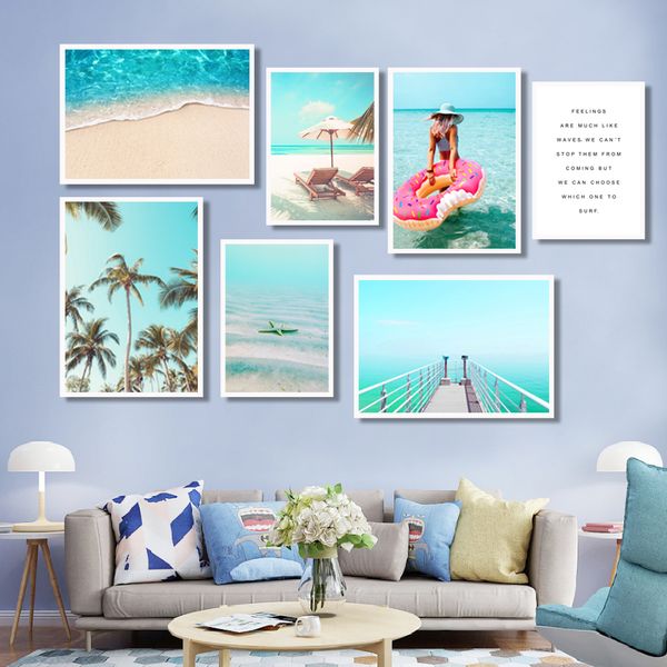 

beach palm tree bridge wall art canvas painting nordic posters and prints wall pictures for living room scandinavian home decor